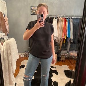 Black Cap Sleeve Blouse